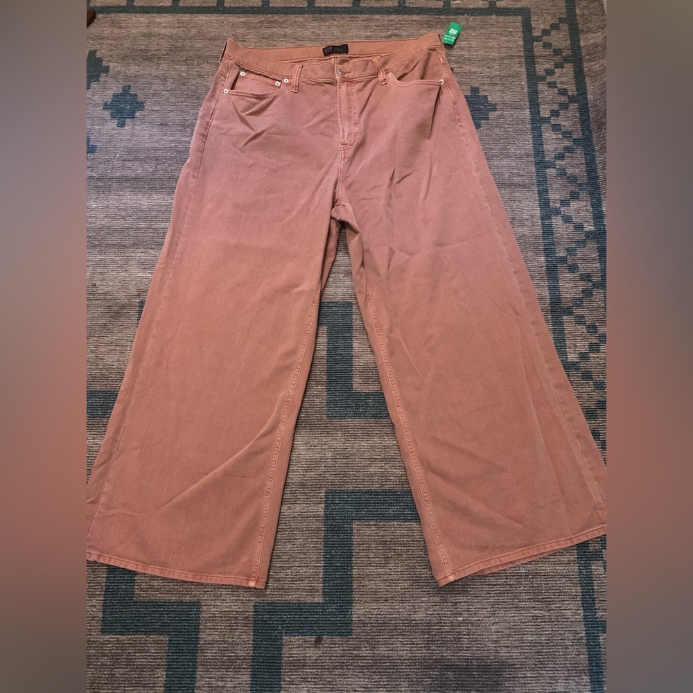 GAP High Rise Wide-Leg Jeans; Color cedar wood red; size 35 regular NWT